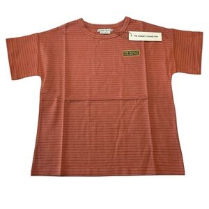 The Sunday Collective Boys T-Shirt Size 8Y Orange and Black Striped Burnt Sienna